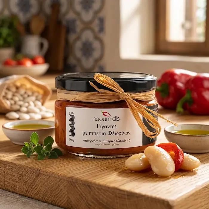 Organic Gigantes with Florina Peppers